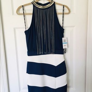 XOXO plus and white party dress